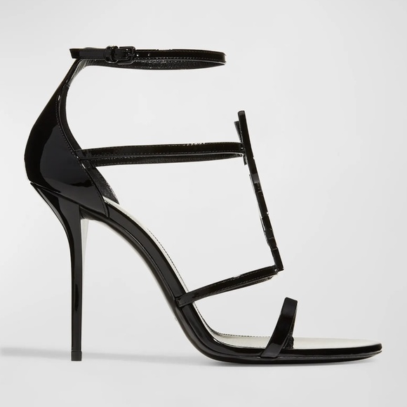 Saint Laurent 100mm Opyum YSL Patent Leather Sandals with Black Hardware 38 - Picture 2 of 9